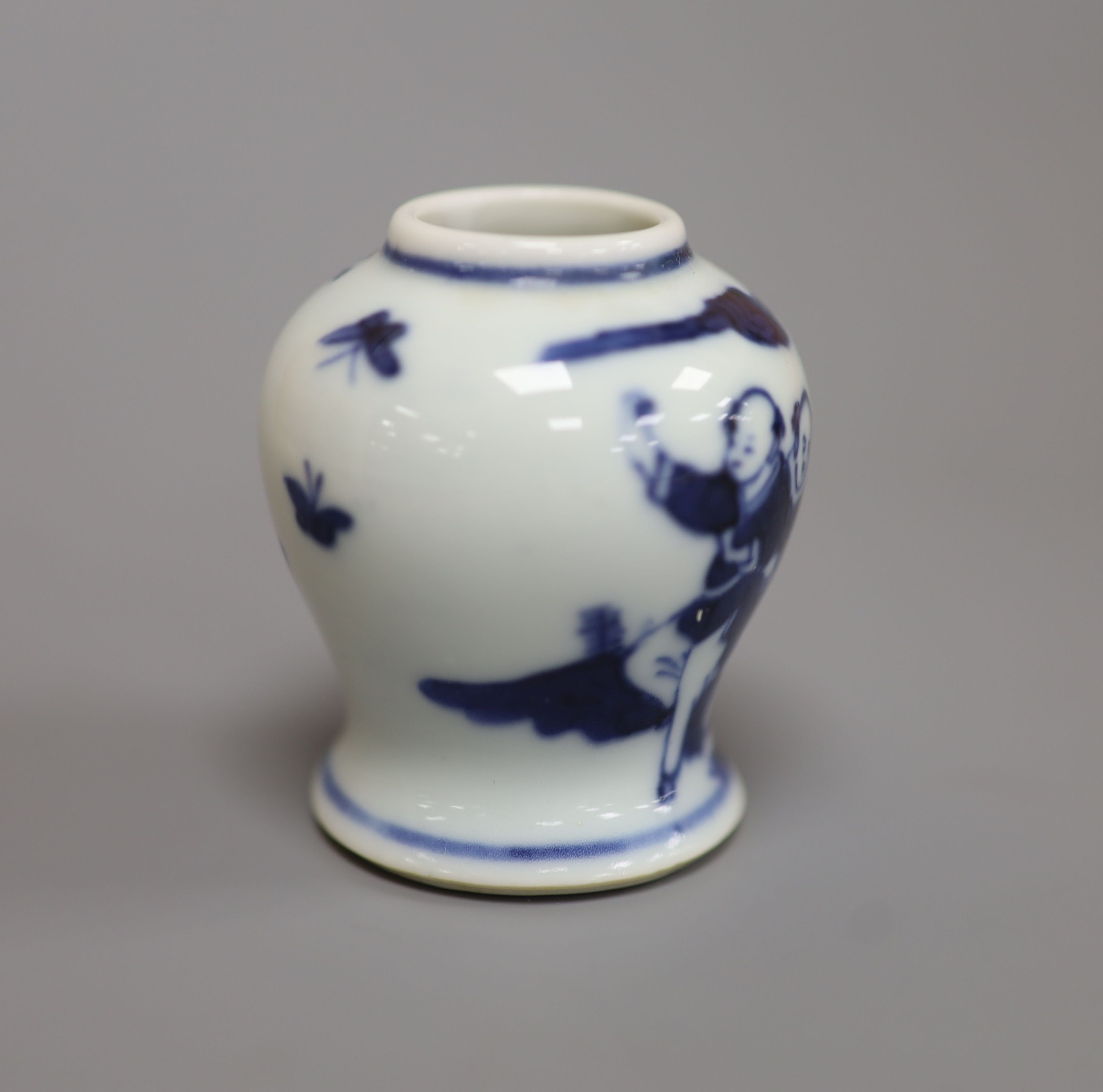 A 19th century Chinese blue and white miniature 'boys' jar , Chenghua mark, height 5.5cm